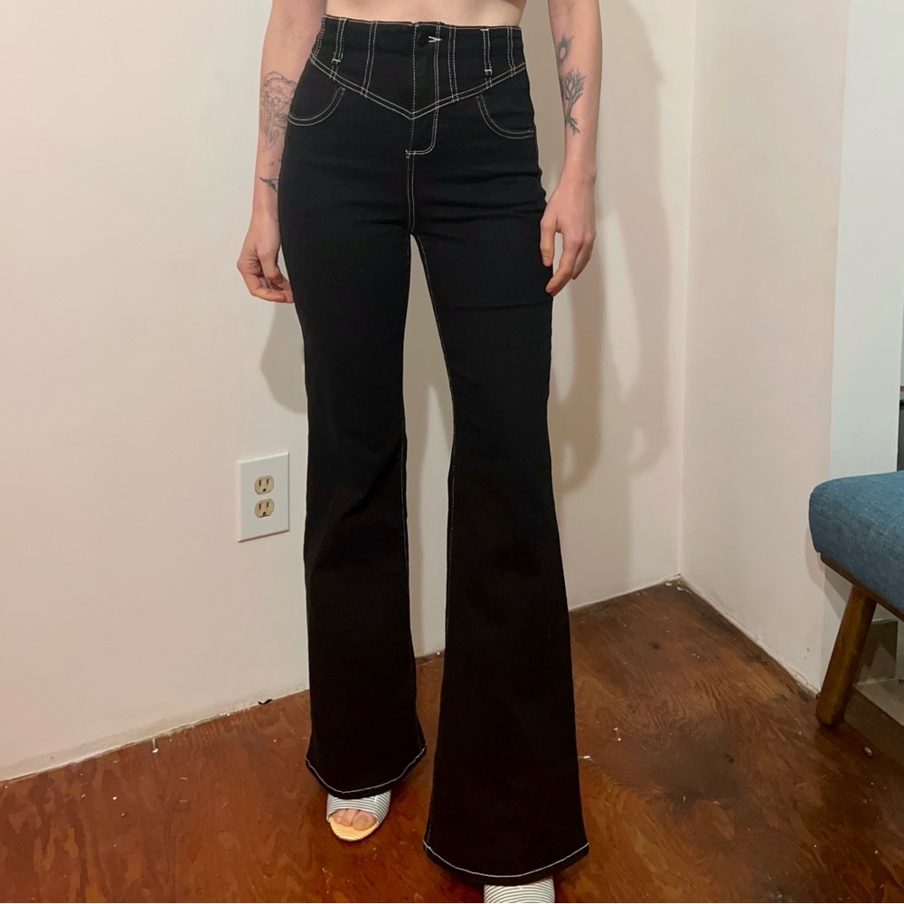 High-Waisted Black Flare Jeans
